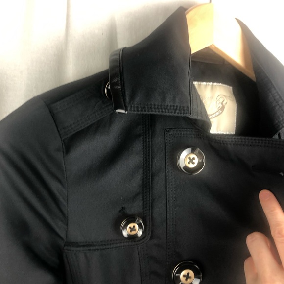 RW&CO  black trench coat fully lined with faux Leather trim - Picture 8 of 9